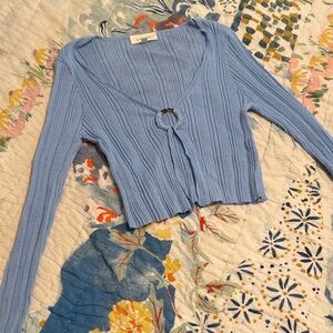 L*Space Sky Blue Knit Open front Shirt